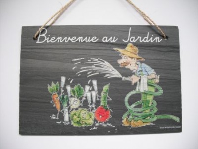 Bienvenue au jardin ardoise 200 x 300 mm